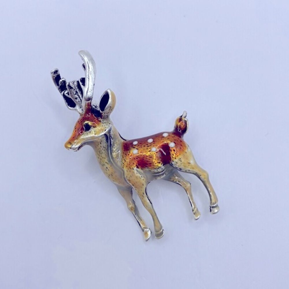Enamel Deer Brooch